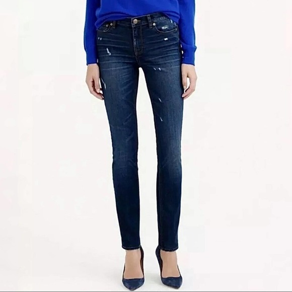 J. Crew Reid Medium Rise Distressed Skinny Blue Jeans Size 28P - Picture 1 of 14